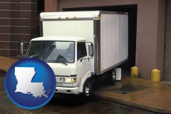 louisiana map icon and a local delivery truck